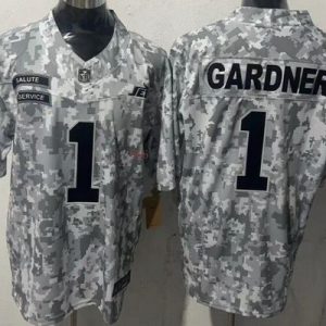 New York Jets #1 Sauce Gardner Limited Arctic Camo 2024 Salute to Service Jersey
