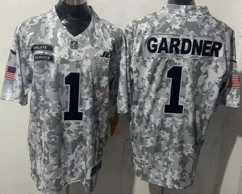 New York Jets #1 Sauce Gardner Limited Arctic Camo 2024 Salute to Service Jersey