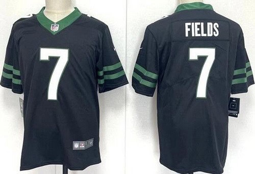 New York Jets #7 Justin Fields Limited Black Vapor Jersey