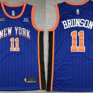 New York Knicks #11 Jalen Brunson Blue 2023 City Icon Sponsor Swingman Jersey