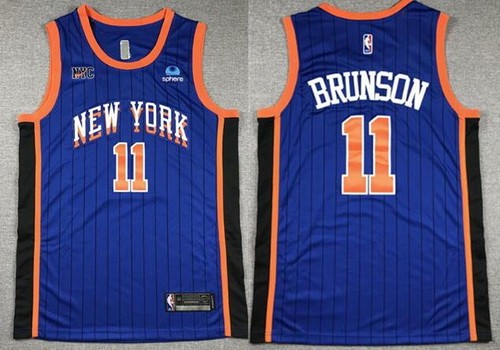 New York Knicks #11 Jalen Brunson Blue 2023 City Icon Sponsor Swingman Jersey