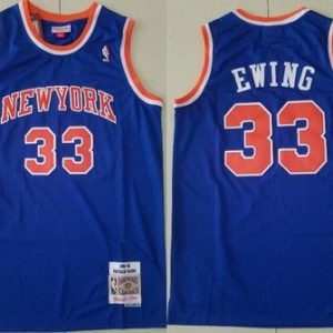 New York Knicks #33 Patrick Ewing Blue 1991 Throwback Swingman Jersey