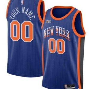 New York Knicks Custom Blue 2023 City Icon Heat Press Jersey