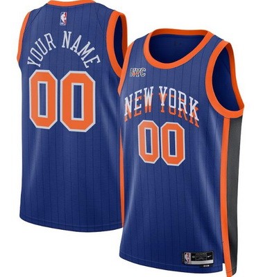 New York Knicks Custom Blue 2023 City Icon Heat Press Jersey