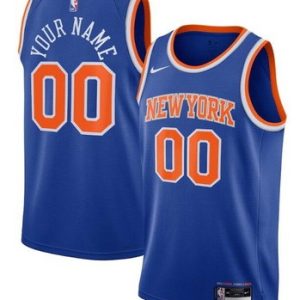 New York Knicks Custom Blue 2023 Icon Heat Press Jersey