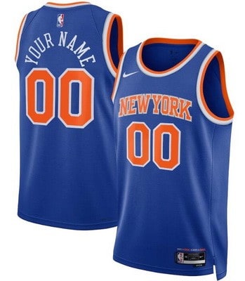 New York Knicks Custom Blue 2023 Icon Heat Press Jersey