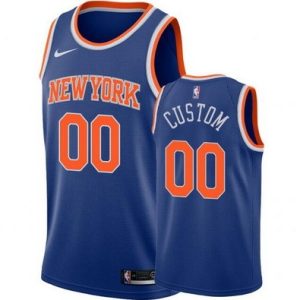 New York Knicks Custom Blue Icon Hot Press Jersey