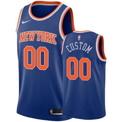New York Knicks Custom Blue Icon Hot Press Jersey
