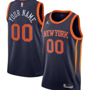 New York Knicks Custom Navy 2022 Statement Icon Heat Press Jersey