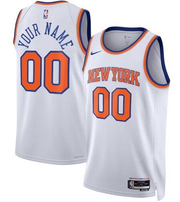 New York Knicks Custom White 2023 Icon Heat Press Jersey