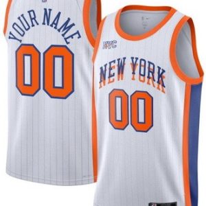 New York Knicks Custom White 2024 City Heat Press Jersey