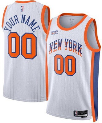 New York Knicks Custom White 2024 City Heat Press Jersey