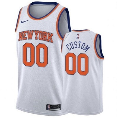 New York Knicks Custom White Icon Hot Press Jersey