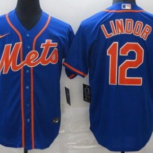 New York Mets #12 Francisco Lindor Blue Cool Base Jersey