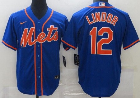 New York Mets #12 Francisco Lindor Blue Cool Base Jersey