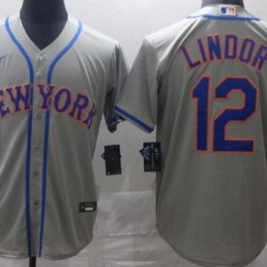 New York Mets #12 Francisco Lindor Gray Cool Base Jersey