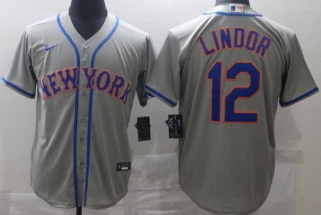 New York Mets #12 Francisco Lindor Gray Cool Base Jersey