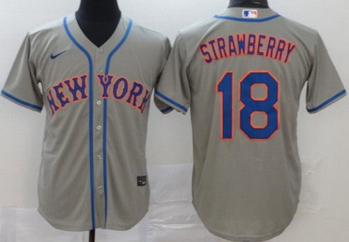 New York Mets #18 Darryl Strawberry Gray 2020 Cool Base Jersey