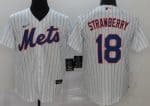 New York Mets #18 Darryl Strawberry White Stripes 2020 Cool Base Jersey
