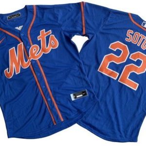 New York Mets #22 Juan Soto Blue Cool Base Jersey