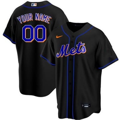 New York Mets Customized Black Nike Cool Base Jersey