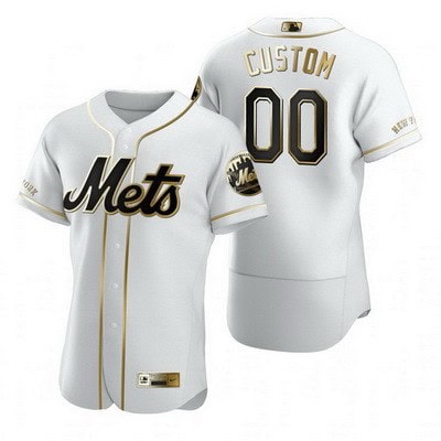 New York Mets Customized White Gold 2020 FlexBase Jersey