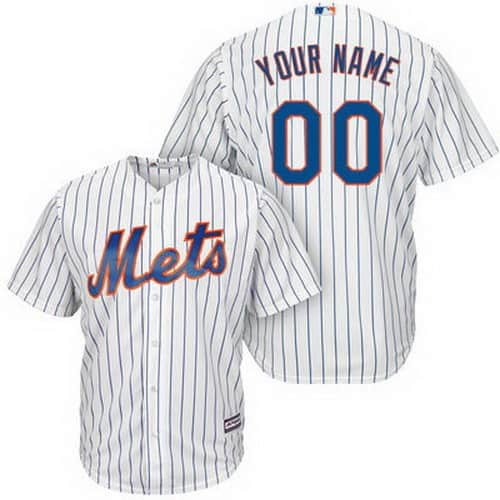 New York Mets Customized White Stripes Cool Base Jersey