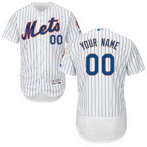 New York Mets Customized White Stripes FlexBase Jersey
