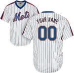 New York Mets Customized White Stripes Throwback Cool Base Jersey