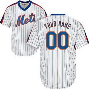 New York Mets Customized White Stripes Throwback Cool Base Jersey