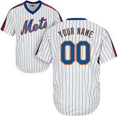 New York Mets Customized White Stripes Throwback Cool Base Jersey
