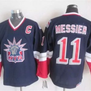 New York Rangers #11 Mark Messier Navy Blue Statue of Liberty Throwback Jersey