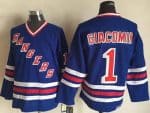 New York Rangers #1 Eddie Giacomin Blue Throwback Jersey