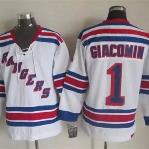 New York Rangers #1 Eddie Giacomin White Jersey