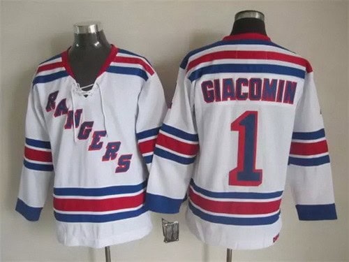 New York Rangers #1 Eddie Giacomin White Jersey