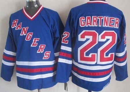 New York Rangers #22 Mike Gartner Blue Throwback Jersey