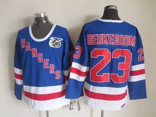 New York Rangers #23 Jeff Beukeboom Blue 75th Throwback Jersey