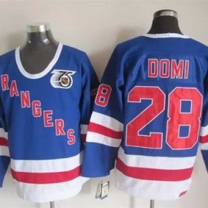 New York Rangers #28 Tie Domi Blue 75th Throwback Jersey