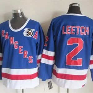 New York Rangers #2 Brian Leetch Blue 75th Throwback Jersey