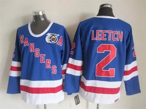 New York Rangers #2 Brian Leetch Blue 75th Throwback Jersey