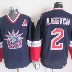 New York Rangers #2 Brian Leetch Navy Blue Statue of Liberty Throwback Jersey