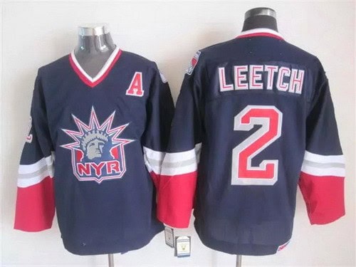 New York Rangers #2 Brian Leetch Navy Blue Statue of Liberty Throwback Jersey
