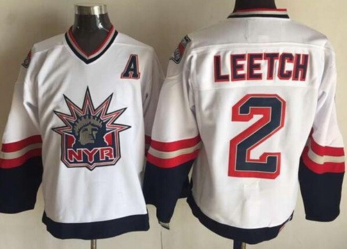 New York Rangers #2 Brian Leetch White Statue of Liberty Throwback Jersey