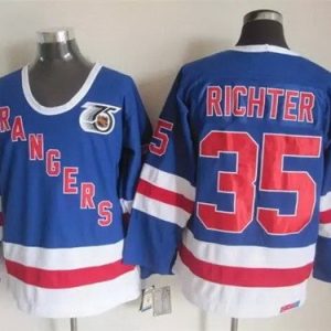 New York Rangers #35 Mike Richter Blue 75th Throwback Jersey