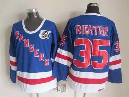 New York Rangers #35 Mike Richter Blue 75th Throwback Jersey