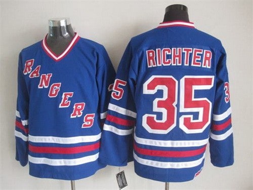 New York Rangers #35 Mike Richter Blue Throwback Jersey