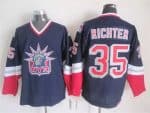 New York Rangers #35 Mike Richter Navy Blue Statue of Liberty Throwback Jersey