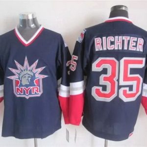 New York Rangers #35 Mike Richter Navy Blue Statue of Liberty Throwback Jersey