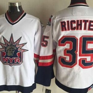New York Rangers #35 Mike Richter White Statue of Liberty Throwback Jersey