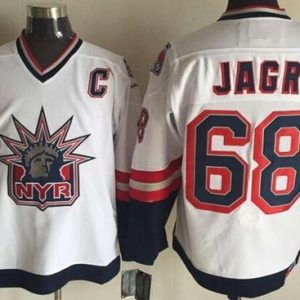 New York Rangers #68 Jaromir Jagr White Statue of Liberty Throwback Jersey